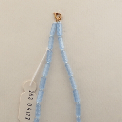 Vintage Czech necklace blue satin atlas bugle rondelle glass beads 