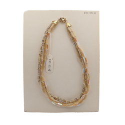 Vintage Czech 5 strand necklace vitrail topaz satin atlas gold English cut glass beads 