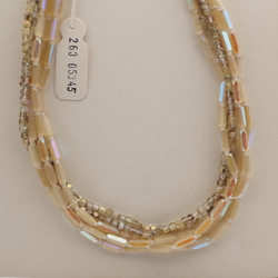 Vintage Czech 5 strand necklace vitrail topaz satin atlas gold English cut glass beads 
