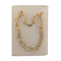Vintage Czech 3 strand necklace topaz satin atlas glass beads 