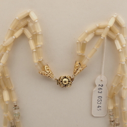 Vintage Czech 3 strand necklace topaz satin atlas glass beads 
