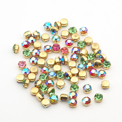 Lot 110 pcs Vintage Peridot Green glue soldering round Brass Montees 8 mm faceted MC rhinestones Preciosa fancy chaton stones - kopie