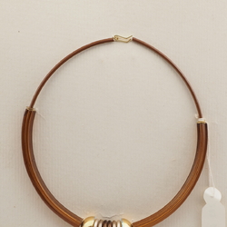 Vintage Czech choker necklace topaz pentagon arc glass beads