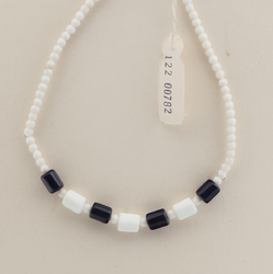 Czech vintage necklace blue white round bugle glass beads 