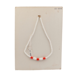Czech vintage necklace red white round bugle glass beads 
