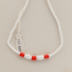 Czech vintage necklace red white round bugle glass beads 