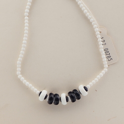 Czech vintage necklace blue white round rondelle glass beads 