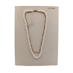 Czech vintage 2 strand chain necklace white rondelle glass beads 