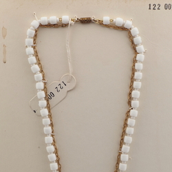 Czech vintage 2 strand chain necklace white rondelle glass beads 