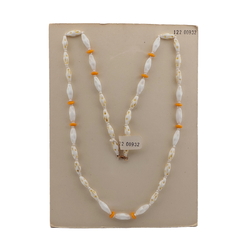 Czech vintage necklace orange white oval rondelle glass beads 