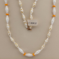Czech vintage necklace orange white oval rondelle glass beads 