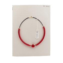 Vintage Czech choker necklace red pentagon arc rondelle glass beads