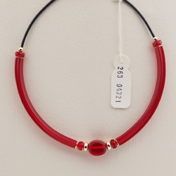 Vintage Czech choker necklace red pentagon arc rondelle glass beads