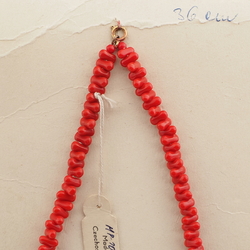 Czech vintage choker necklace red oval bugle glass beads 14"