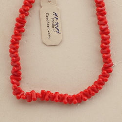 Czech vintage choker necklace red oval bugle glass beads 14"