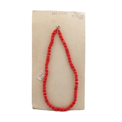 Czech vintage necklace red oval bugle glass beads 