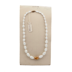 Czech vintage necklace white marble twist glass beads 