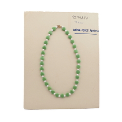 Czech vintage necklace green heart glass beads