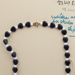 Czech vintage necklace blue heart glass beads