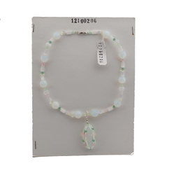 Czech vintage pendant necklace satin atlas opaline glass beads