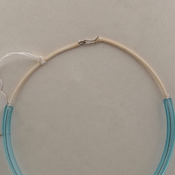 Vintage Czech choker necklace blue pentagon arc crystal rondelle glass beads