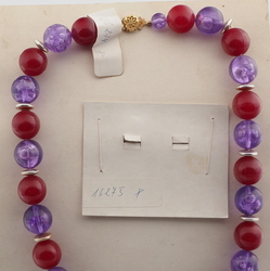 Czech vintage chunky blue red plastic bead necklace