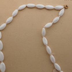 Czech vintage necklace gradual white oval glass beads 