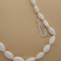 Czech vintage necklace gradual white oval glass beads 