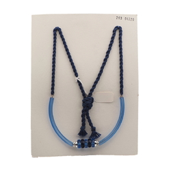 Vintage Czech necklace blue pentagon arc blue rondelle glass beads
