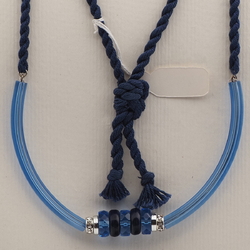 Vintage Czech necklace blue pentagon arc blue rondelle glass beads
