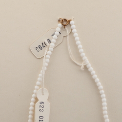 Czech vintage necklace white beige round cup glass beads 