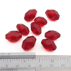 Lot (9) large Czech antique oval faceted red glass beads 