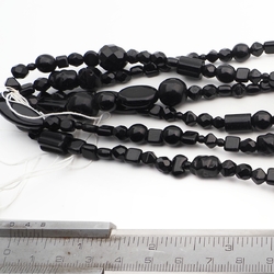 Lot (185) Czech vintage assorted black glass beads necklace element