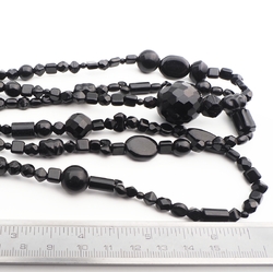 Lot (185) Czech vintage assorted black glass beads necklace element