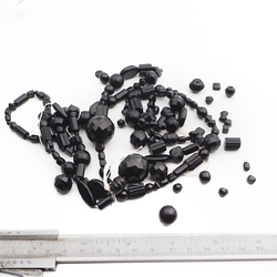 Lot (165) Czech vintage assorted black glass beads necklace element 