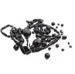 Lot (165) Czech vintage assorted black glass beads necklace element