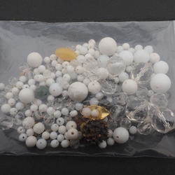 Lot vintage Czech glass beads white clear 95g