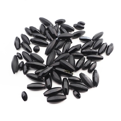 Lot (65) Czech antique oval melon faceted black glass beads