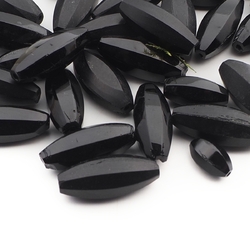 Lot (65) Czech antique oval melon faceted black glass beads