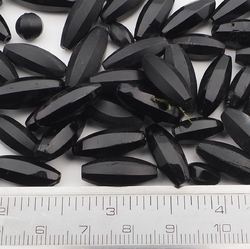 Lot (65) Czech antique oval melon faceted black glass beads