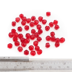 Lot (50) Vintage Czech transparent red English cut glass beads 6mm