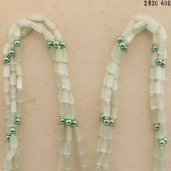 Vintage Czech 3 strand necklace yellow satin atlas bronze glass beads 