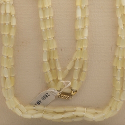 Vintage Czech 4 strand necklace yellow satin atlas glass beads 