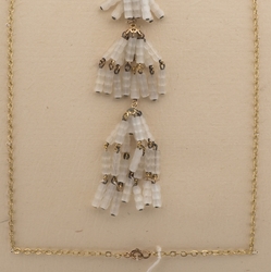 Czech vintage gold chain necklace frost satin atlas glass bead tassle 