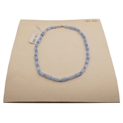 Vintage Czech necklace blue satin atlas glass beads 