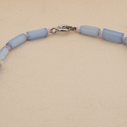 Vintage Czech necklace blue satin atlas glass beads 