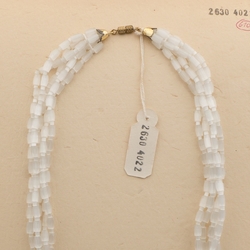 Vintage Czech 5 strand necklace frost satin atlas glass beads 