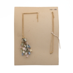 Czech vintage gold chain pendant necklace satin atlas glass beads for repair