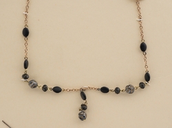 Vintage Czech gold chain glass bead necklace for repair