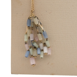 Czech vintage gold chain pendant necklace satin atlas glass beads